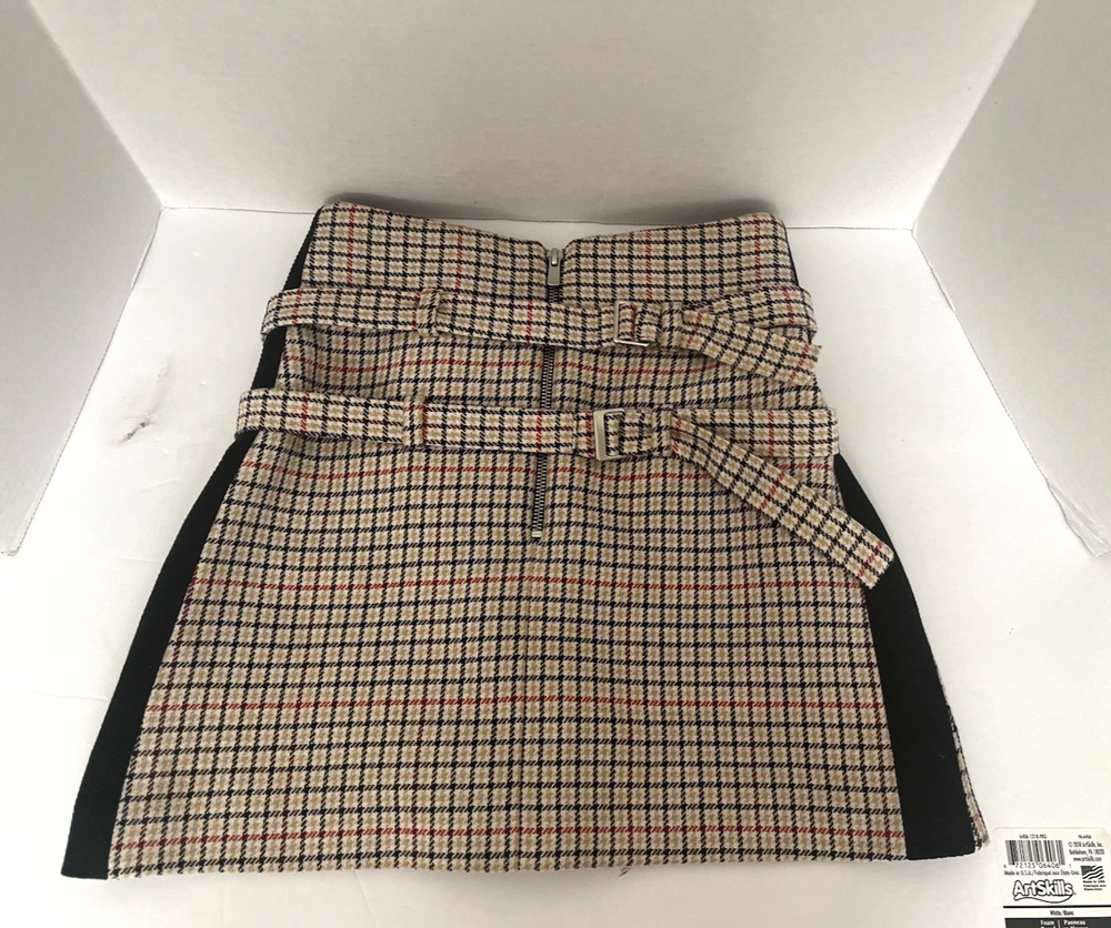 MAJE PLAID TARTAN MINI SKIRT WITH FROM ZIPPER, EURO SZ 36, US SZ S, EXCELLENT